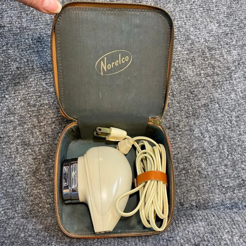 Vintage 1950s Mens Norelco Electric Shaver Type SC 7759 Original Case Box works